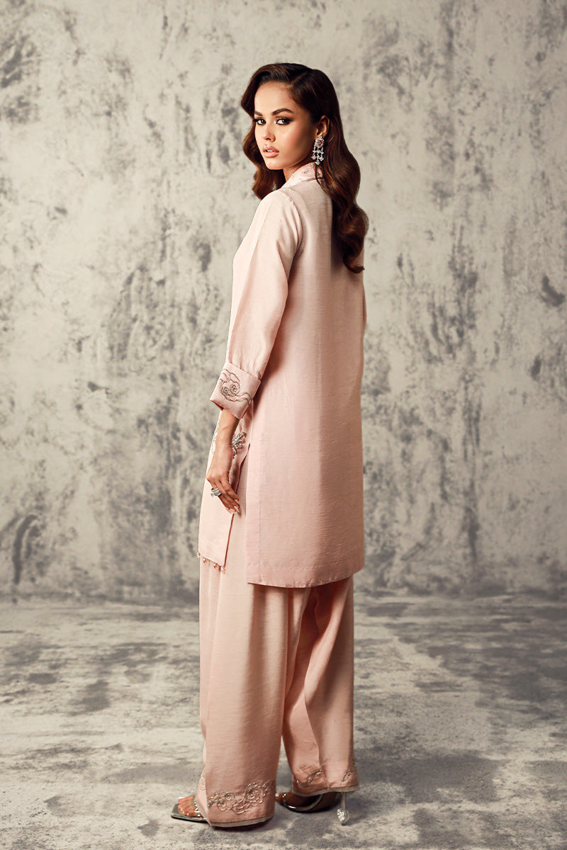 Wardha Saleem | Luxury Pret Traditional Wear | RANIA S Rose Pink Korean Raw Silk