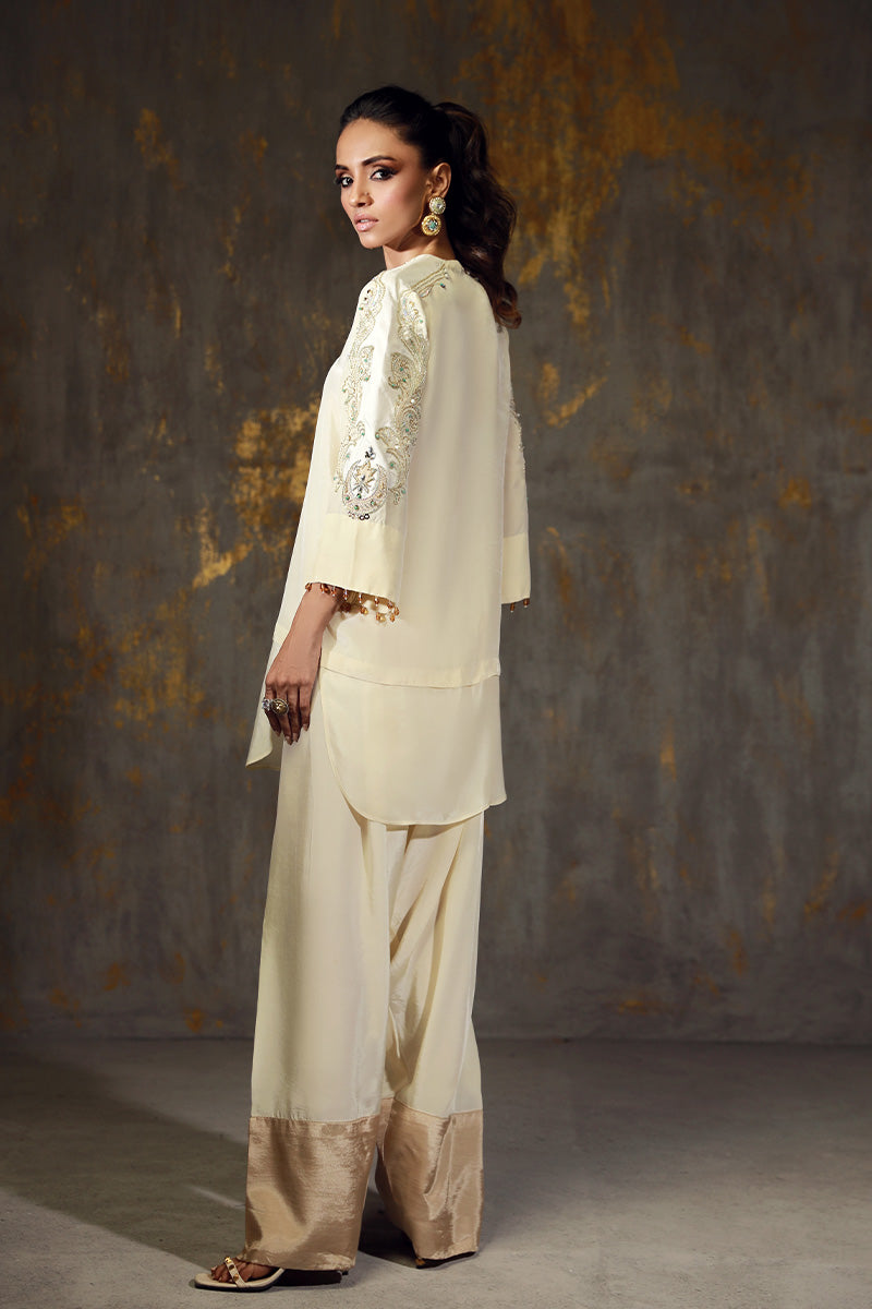 Wardha Saleem | Luxury Pret Traditional Wear | LAMIA S Ivory Crepe Silk