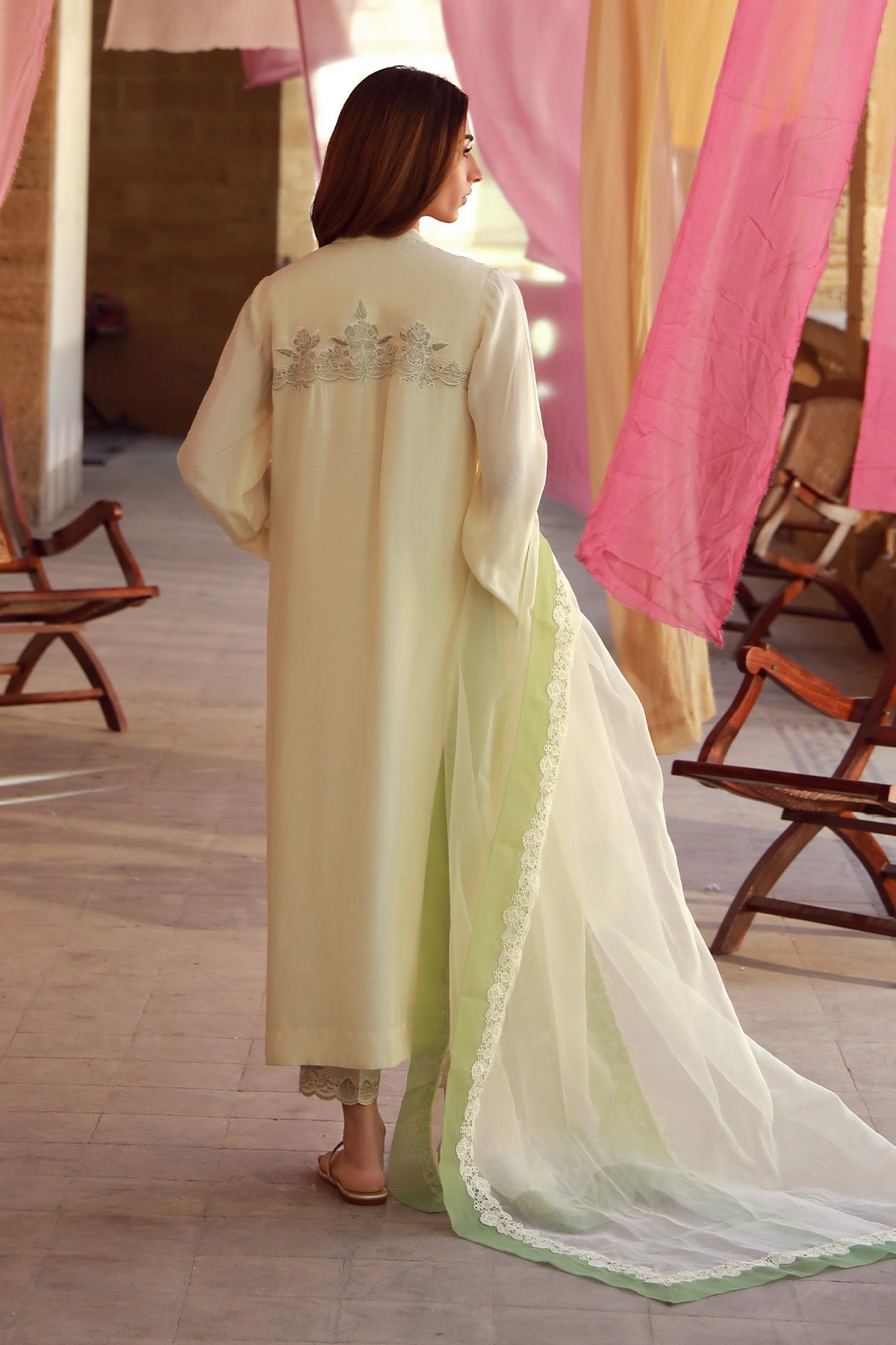 Sahar | Luxe Pret 25 | Ivory Meadow M Pale Yellow Raw Silk
