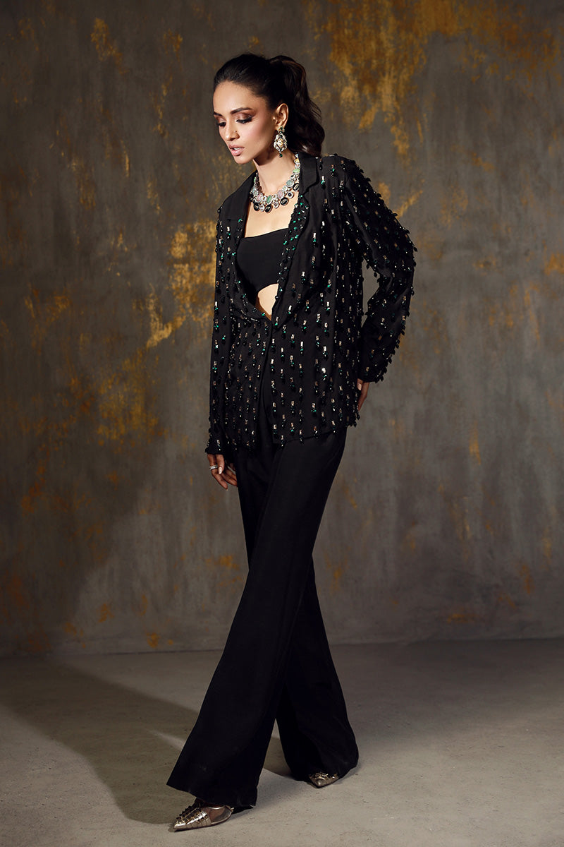 Wardha Saleem | Luxury Pret Fusion Wear | YUNA XL Black Korean Silk