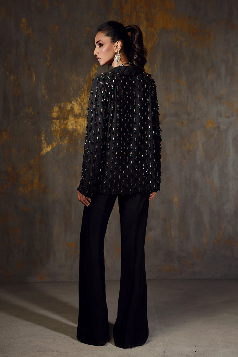 Wardha Saleem | Luxury Pret Fusion Wear | YUNA S Black Korean Silk