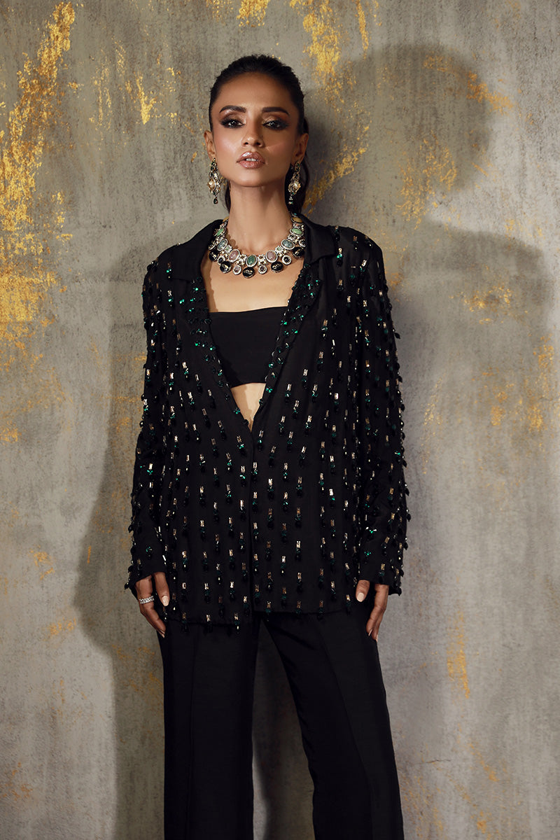 Wardha Saleem | Luxury Pret Fusion Wear | YUNA M Black Korean Silk