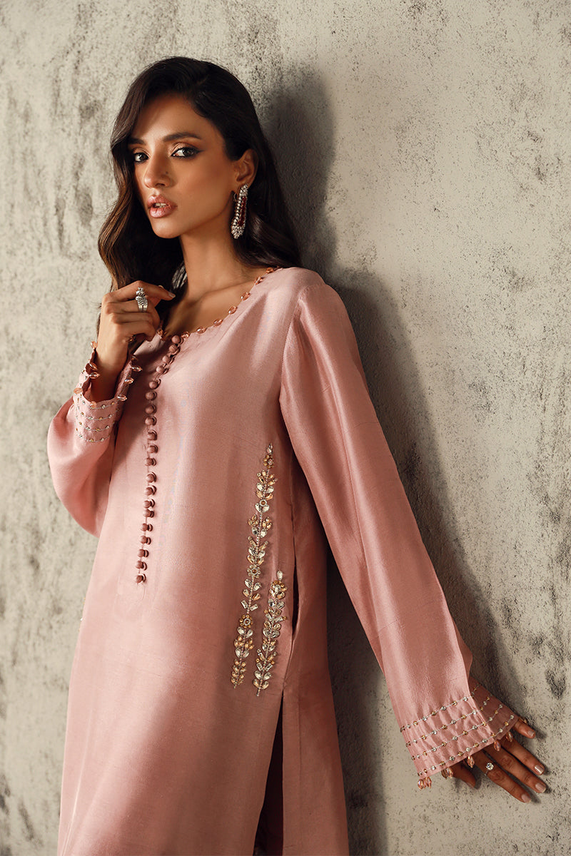 Wardha Saleem | Luxury Pret Traditional Wear | IMAN L Salmon Pink Pure Raw Silk