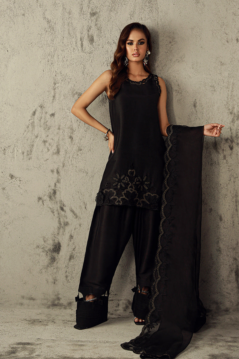 Wardha Saleem | Luxury Pret Fusion Wear | RULA XL Black Pure Raw Silk
