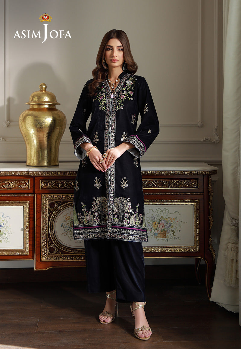 Asim Jofa | Velvet Edit | AJVG-11 S Navy Blue Velvet