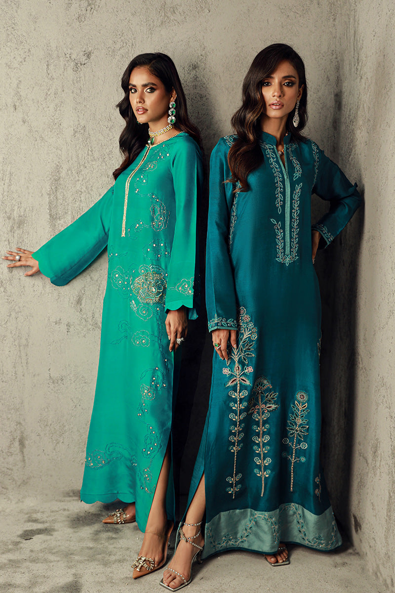 Wardha Saleem | Luxury Pret Traditional Wear | ZAHA S Emerald Green Pure Raw Silk