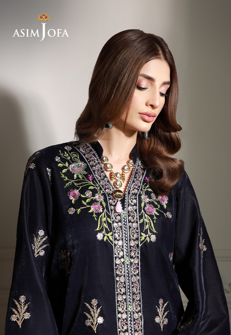 Asim Jofa | Velvet Edit | AJVG-11 L Navy Blue Velvet