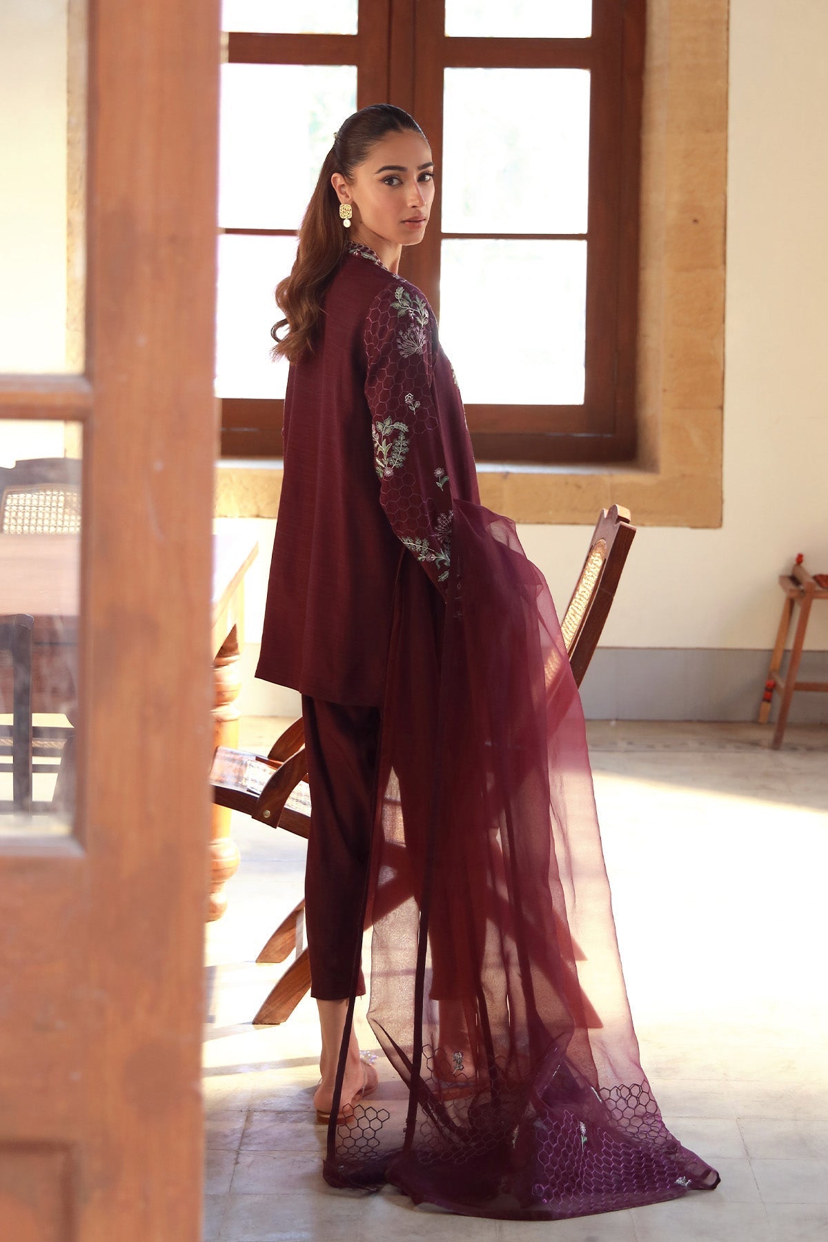 Sahar | Luxe Pret 25 | Atelier Royale M Maroon Raw Silk