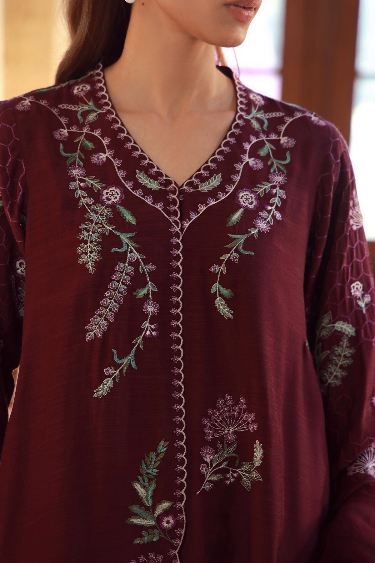 Sahar | Luxe Pret 25 | Atelier Royale L Maroon Raw Silk