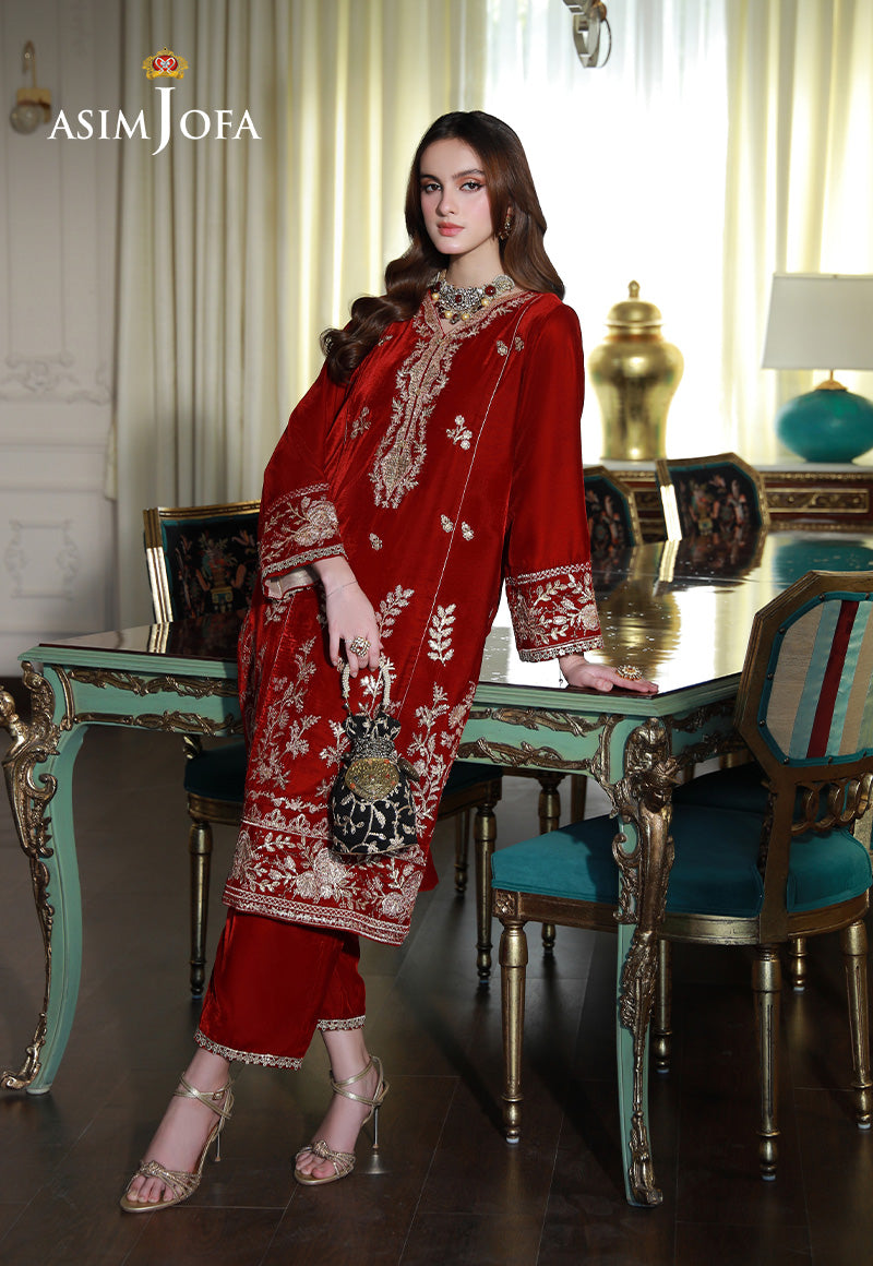 Asim Jofa | Velvet Edit | AJVG-08 S Maroon Velvet