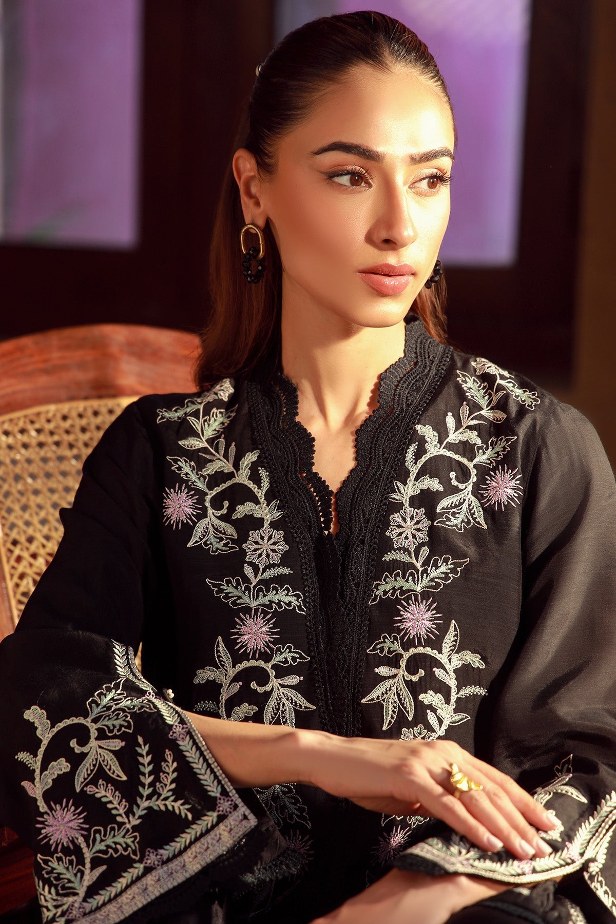 Sahar | Luxe Pret 25 | Midnight Muse L Black Raw Silk