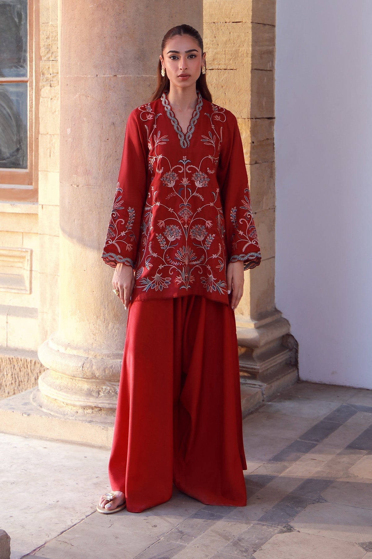 Sahar | Luxe Pret 25 | Crimson Garden S Red Raw Silk