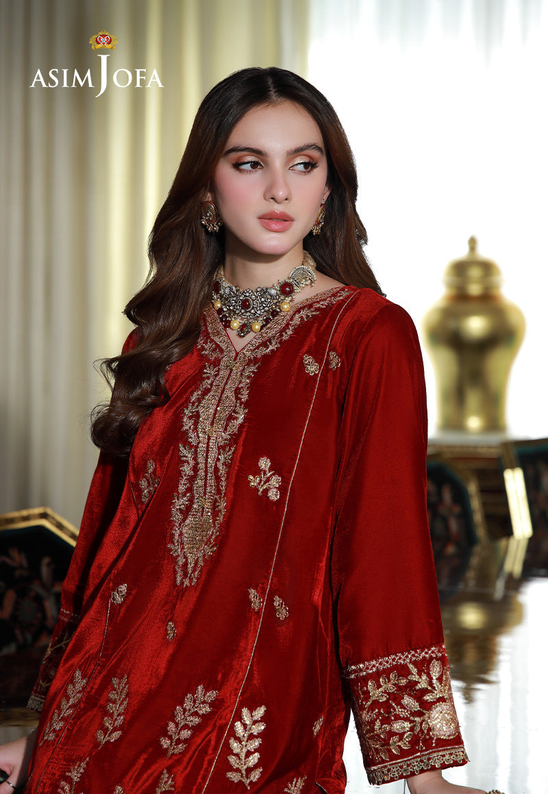 Asim Jofa | Velvet Edit | AJVG-08 L Maroon Velvet