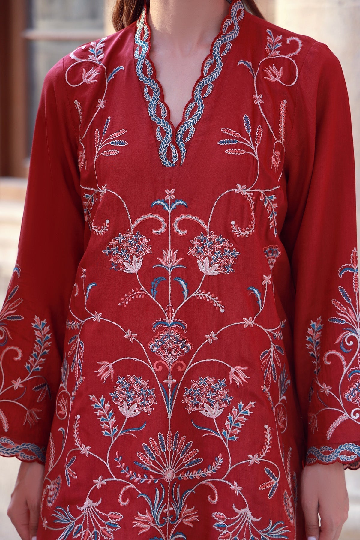 Sahar | Luxe Pret 25 | Crimson Garden L Red Raw Silk