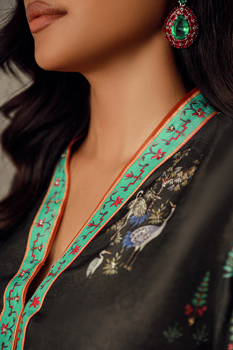 Wardha Saleem | Luxury Pret Traditional Wear | NAHA M Black Pure Raw Silk