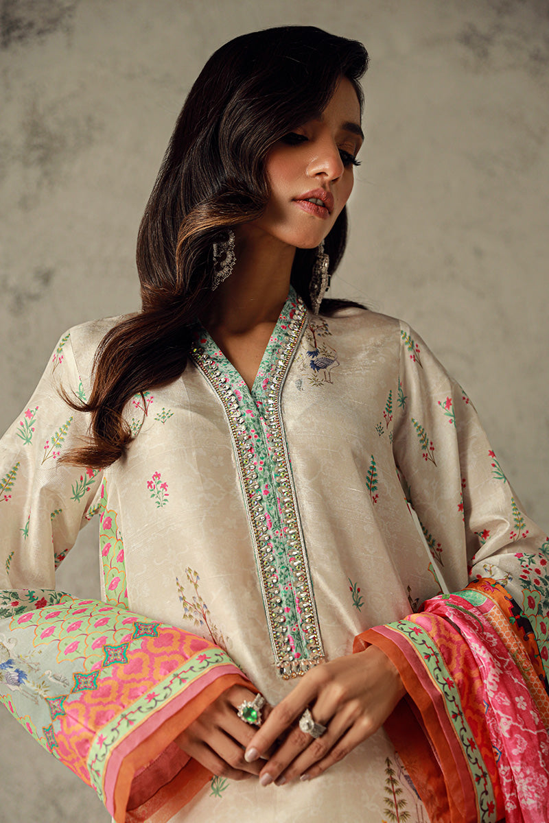 Wardha Saleem | Luxury Pret Traditional Wear | SARA M Off White Pure Raw Silk