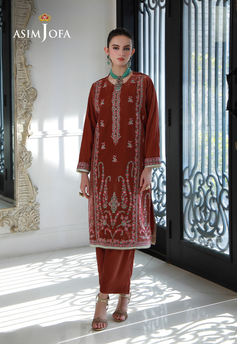 Asim Jofa | Velvet Edit | AJVG-04 S Rust Velvet