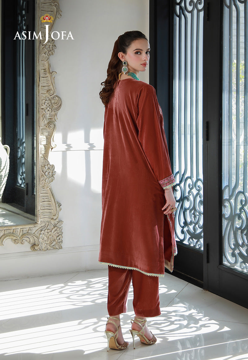 Asim Jofa | Velvet Edit | AJVG-04 M Rust Velvet