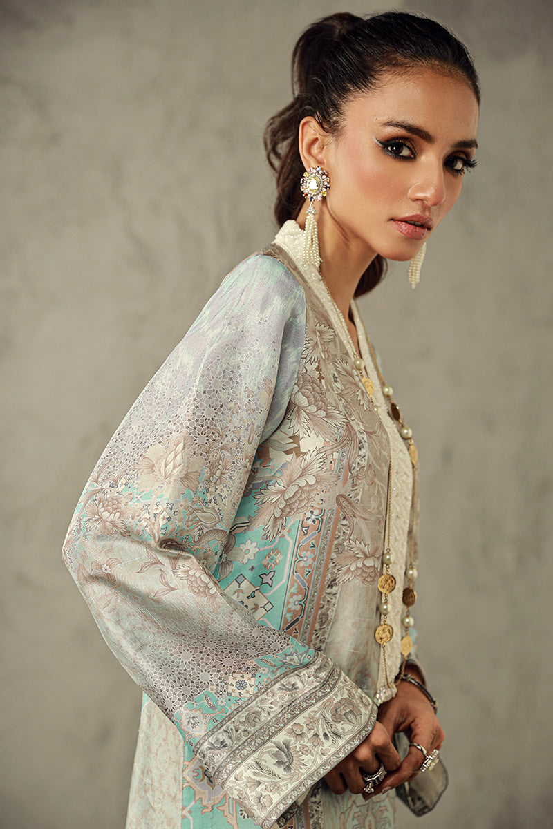 Wardha Saleem | Luxury Pret Traditional Wear | JANA L Gray Pure Raw Silk
