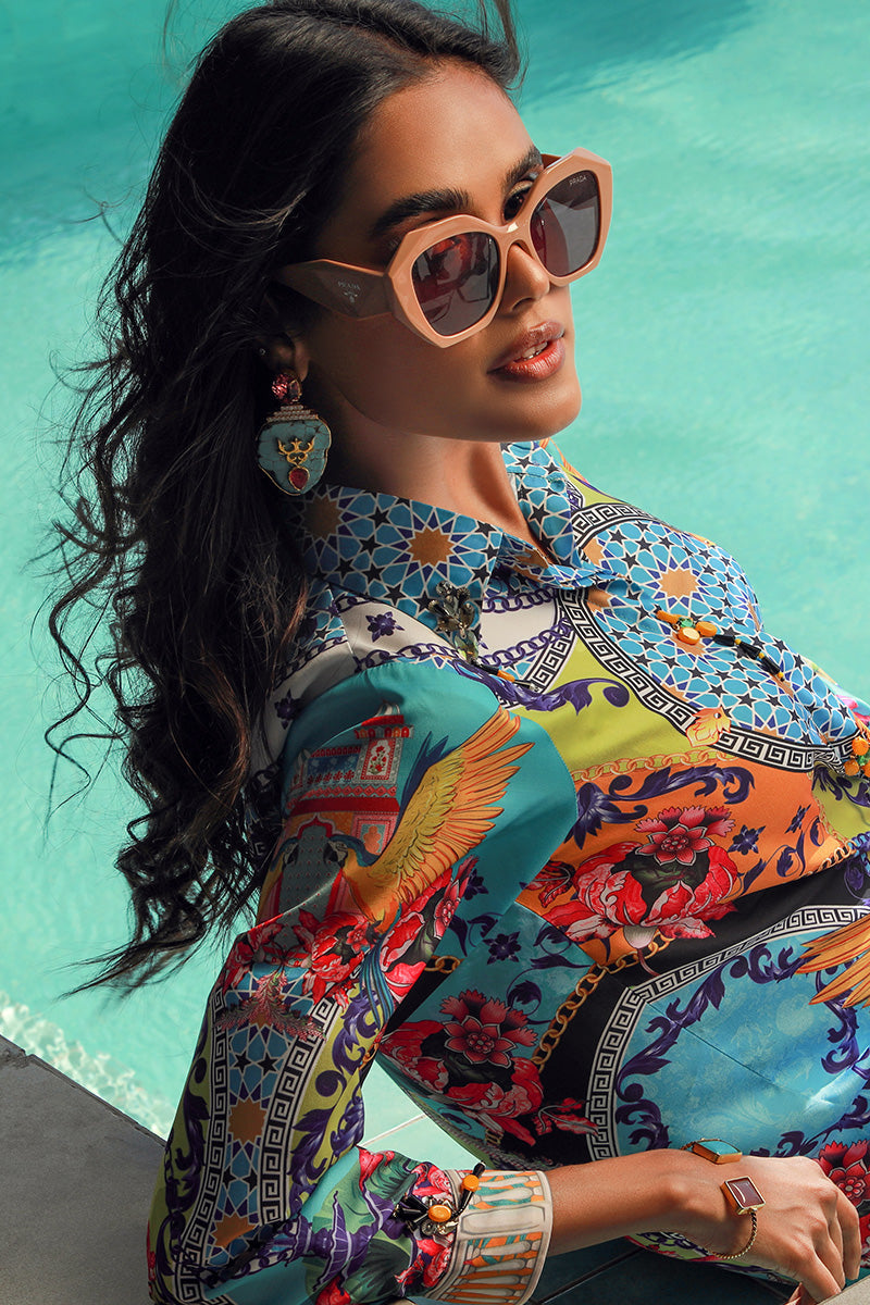 Wardha Saleem | Luxury Pret Fusion Wear | VERA (2PC) XL Aqua Silk