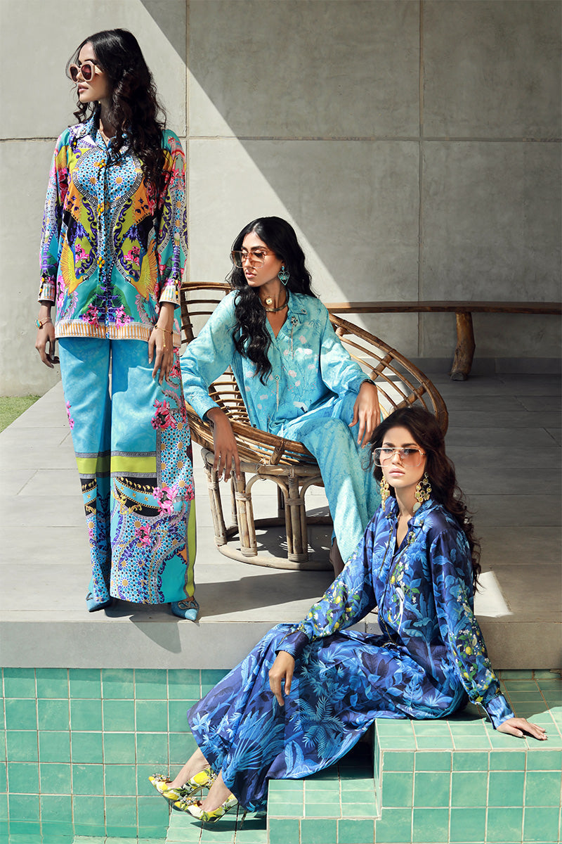 Wardha Saleem | Luxury Pret Fusion Wear | VERA (2PC) L Aqua Silk