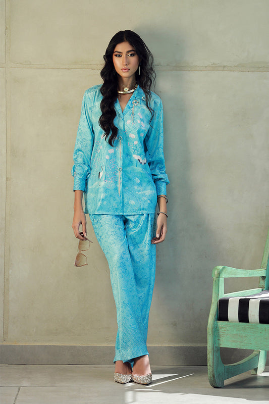Wardha Saleem | Luxury Pret Fusion Wear | SKYE (2PC) XS Aqua Silk