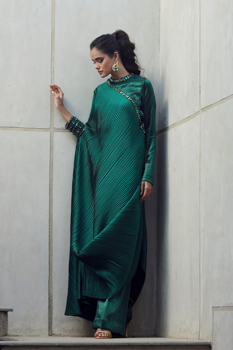 Wardha Saleem | Luxury Pret Fusion Wear | SIERRA (2PC) XL Emerald Green Silk