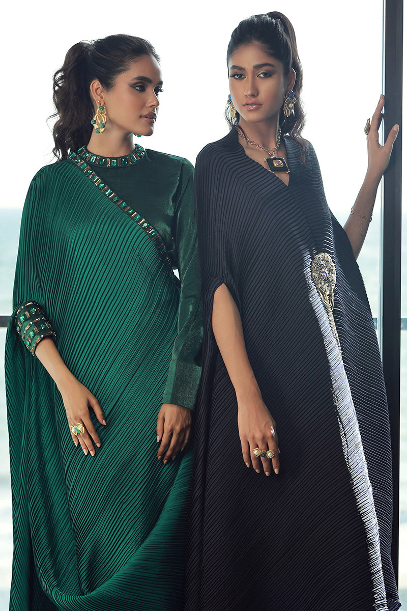 Wardha Saleem | Luxury Pret Fusion Wear | NAOMI (2PC) L Navy Blue Silk