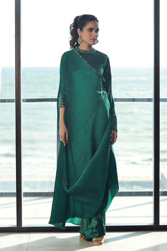Wardha Saleem | Luxury Pret Fusion Wear | SIERRA (2PC) XS Emerald Green Silk