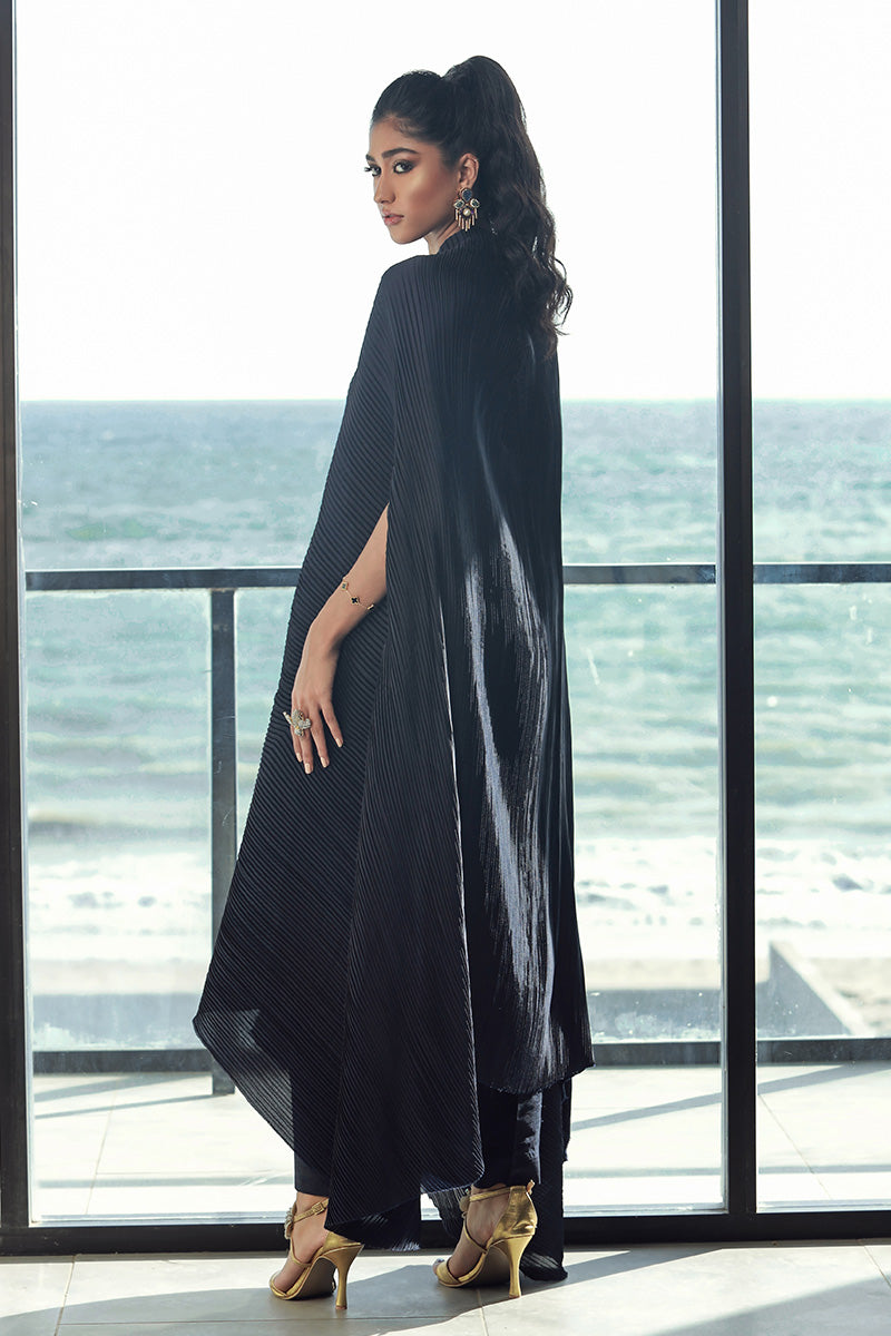 Wardha Saleem | Luxury Pret Fusion Wear | NAOMI (2PC) S Navy Blue Silk