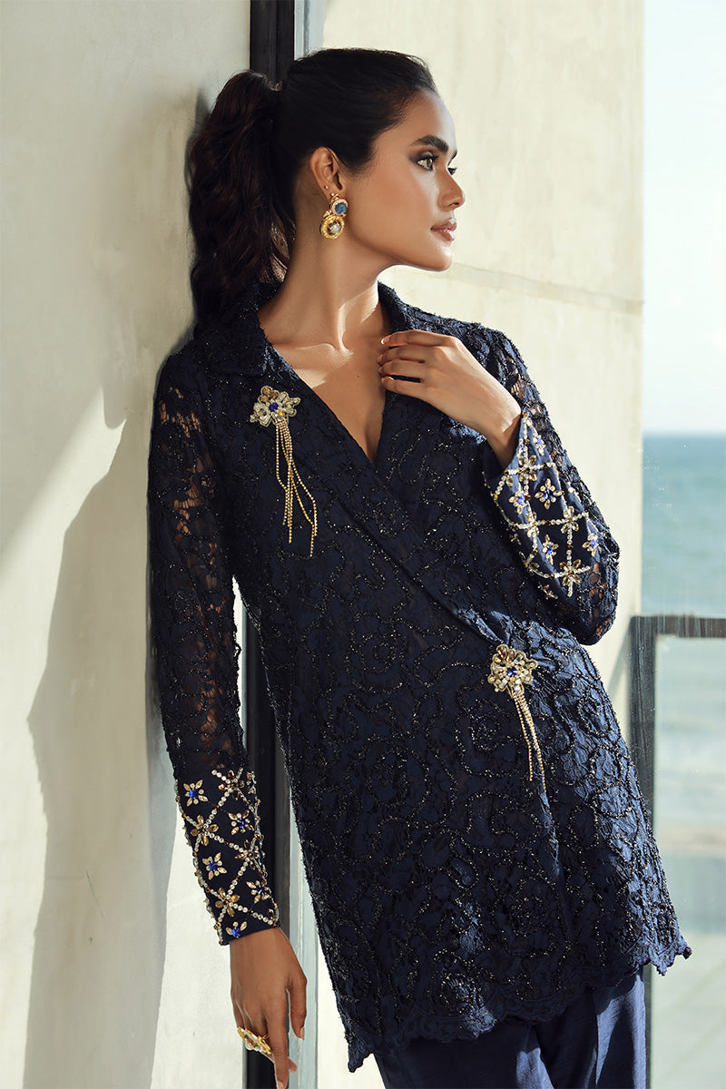 Wardha Saleem | Luxury Pret Fusion Wear | RENNE (2PC) XL Navy Blue Female