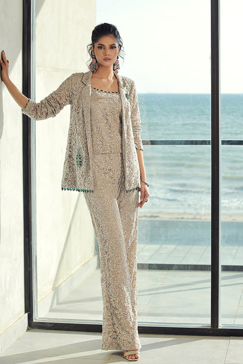 Wardha Saleem | Luxury Pret Fusion Wear | GIA (3PC) XS Ivory Female