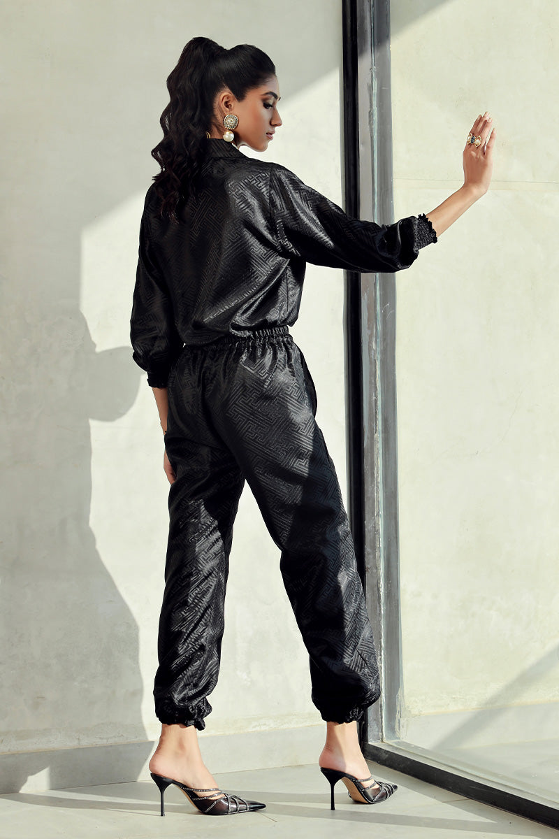 Wardha Saleem | Luxury Pret Fusion Wear | KIERA (2PC) S Black Embossed Silk