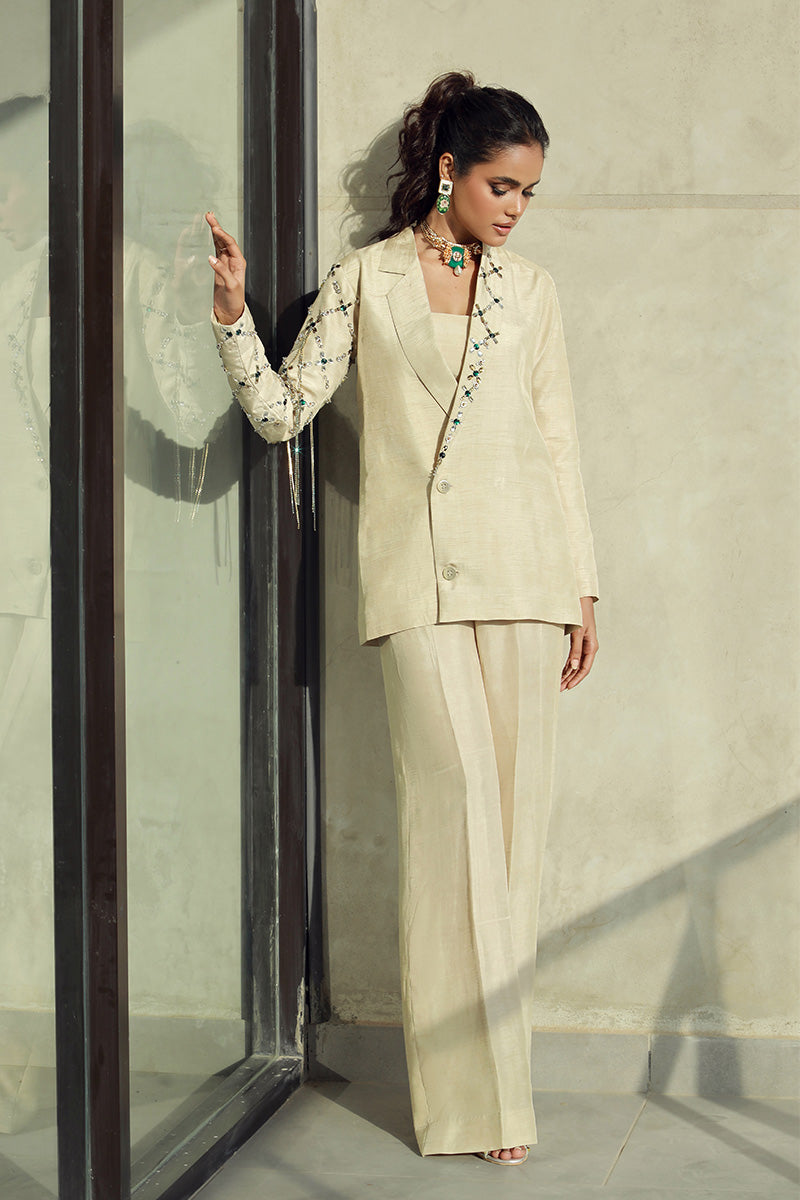 Wardha Saleem | Luxury Pret Fusion Wear | CLARA (2PC) XS Ivory Female