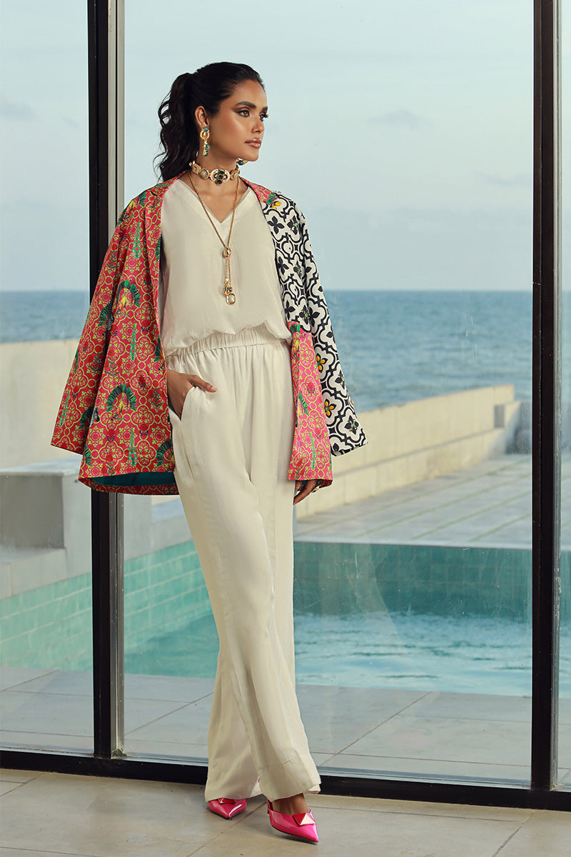 Wardha Saleem | Luxury Pret Fusion Wear | EZRA L White Korean Silk