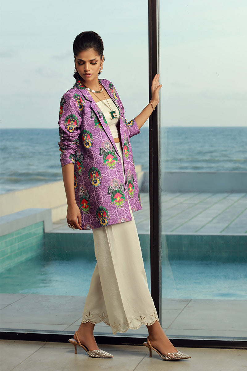 Wardha Saleem | Luxury Pret Fusion Wear | IVAN XL Off White Indian Raw Silk