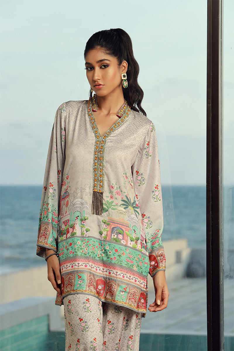 Wardha Saleem | Luxury Pret Fusion Wear | LILA (2PC) L Light Gray Female