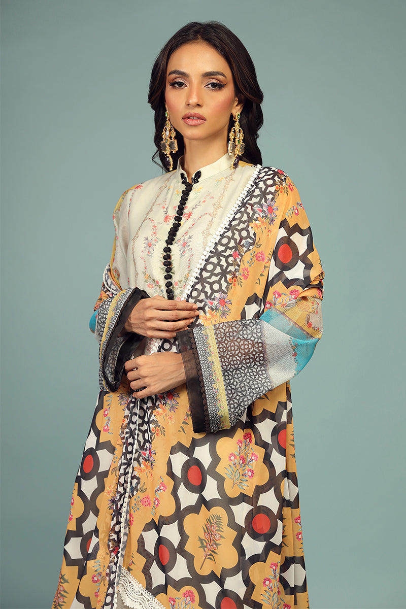 Wardha Saleem | Luxury Pret Traditional Wear | BARAHDARI SHIRT WITH DUPATTA ( 2 PC) M Off White Cotton Net