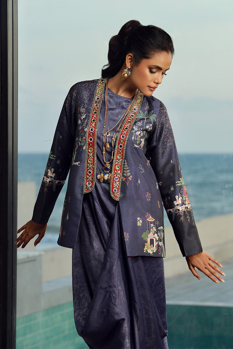 Wardha Saleem | Luxury Pret Fusion Wear | ANYA (2PC) XL Navy Blue Female