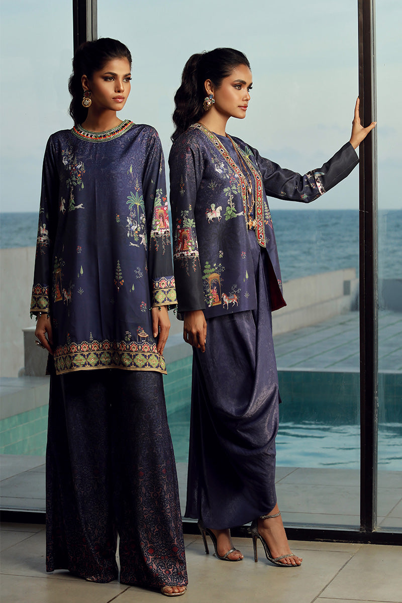 Wardha Saleem | Luxury Pret Fusion Wear | ANYA (2PC) M Navy Blue Female
