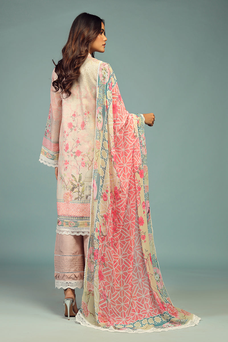 Wardha Saleem | Luxury Pret Traditional Wear | KOEL SHIRT WITH DUPATTA ( 2 PC) S Pale Peach Cotton Net