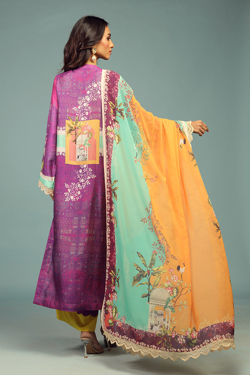 Wardha Saleem | Luxury Pret Traditional Wear | JHAROKA SHIRT WITH DUPATTA ( 2 PC) S Purple Cotton Silk