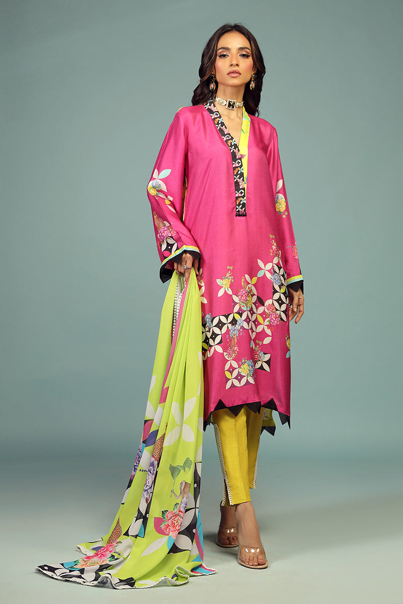 Wardha Saleem | Luxury Pret Traditional Wear | SHIKARGAH SHIRT WITH DUPATTA ( 2 PC) XS Magenta Cotton Silk