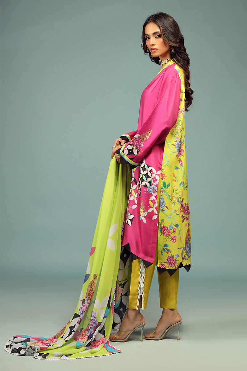 Wardha Saleem | Luxury Pret Traditional Wear | SHIKARGAH SHIRT WITH DUPATTA ( 2 PC) XL Magenta Cotton Silk