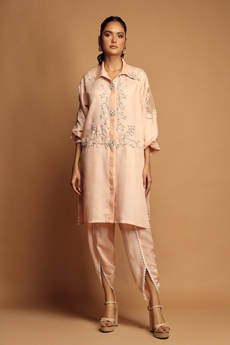 Wardha Saleem | Luxury Pret Traditional Wear | TERRA FORMAL (2PC) XS Peach Cotton Silk