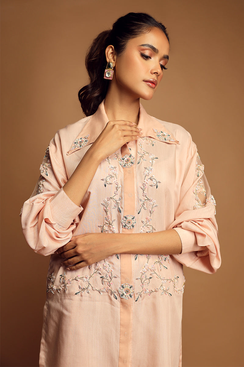 Wardha Saleem | Luxury Pret Traditional Wear | TERRA FORMAL (2PC) M Peach Cotton Silk