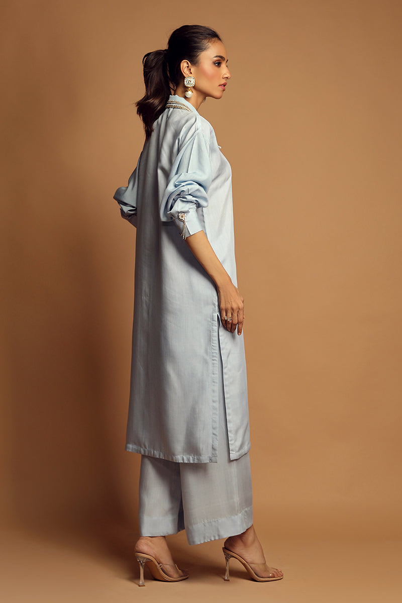 Wardha Saleem | Luxury Pret Traditional Wear | AMOUR (2PC) S Blue Cotton Silk
