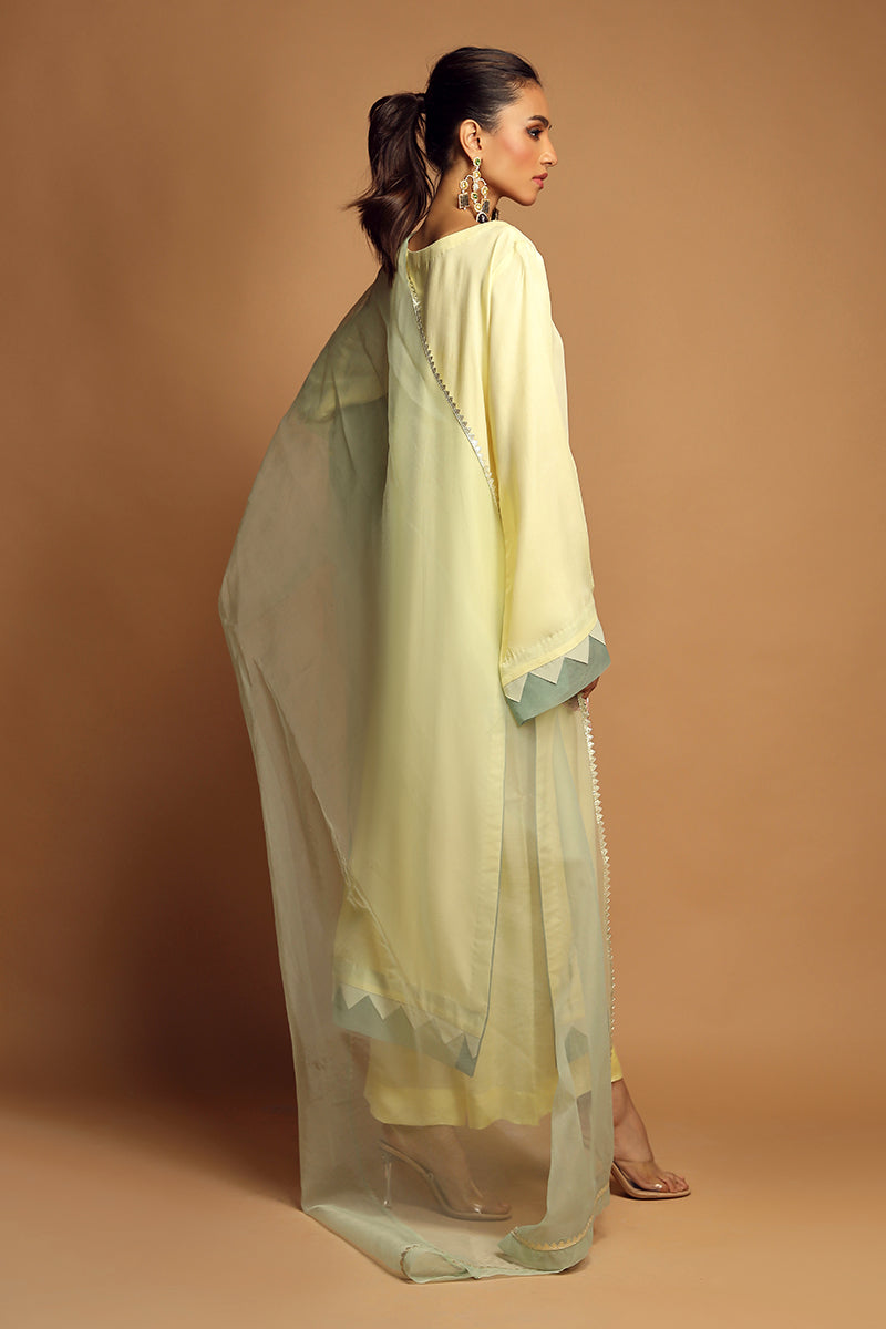 Wardha Saleem | Luxury Pret Traditional Wear | JOIE FORMAL (2PC) XL Lime Yellow Cotton Silk