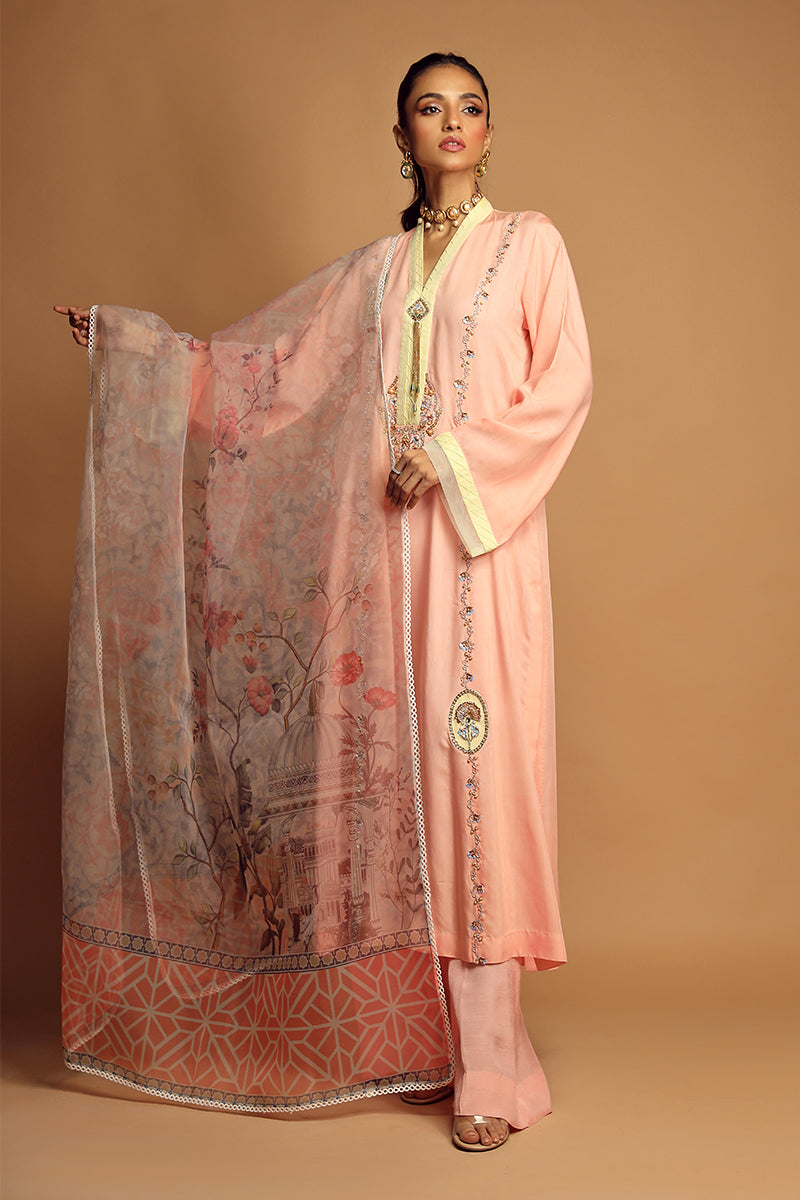 Wardha Saleem | Luxury Pret Traditional Wear | ALLURE (2PC) S Pink Cotton Silk