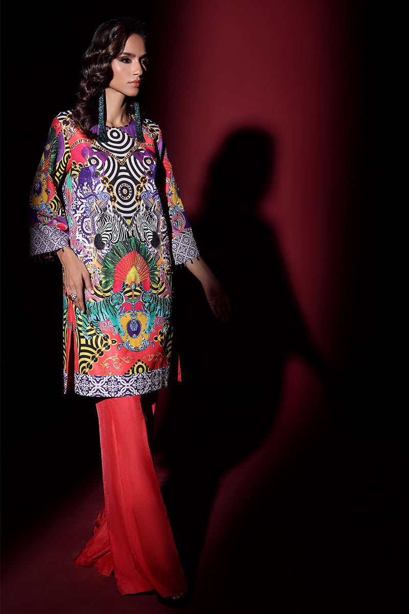 Wardha Saleem | Luxury Pret Fusion Wear | EXOTICA (2PC) L Multicolor Raw Silk
